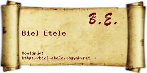 Biel Etele névjegykártya